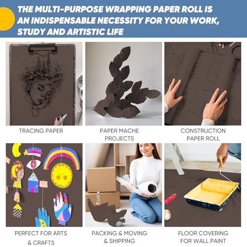 Donyang Chocolate Brown Wrapping Paper, 15"x450" Solid Color Dark Brown Art Craft Easel Bulletin Board Decorative Kraft Paper Roll, Birthday Father's Day Bouquet Flower Gift Wrap for Men Husband Dad - Image 5