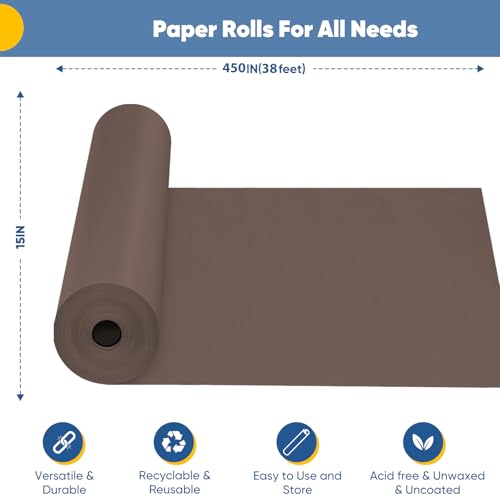 Donyang Chocolate Brown Wrapping Paper, 15"x450" Solid Color Dark Brown Art Craft Easel Bulletin Board Decorative Kraft Paper Roll, Birthday Father's Day Bouquet Flower Gift Wrap for Men Husband Dad - Image 2