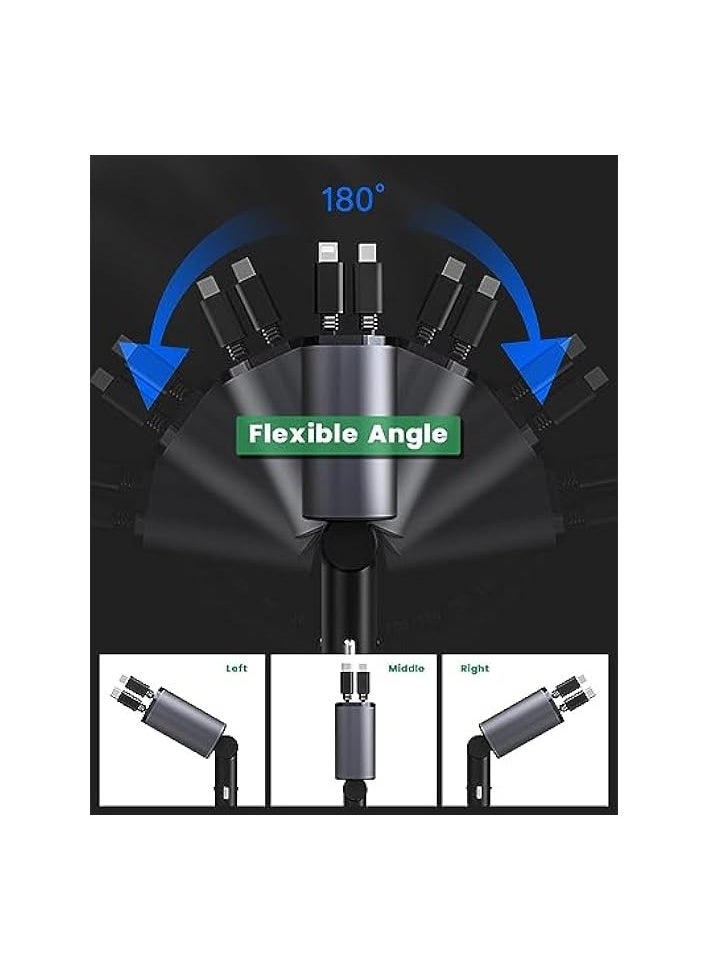 erorex 4-in-1 Car Charger with Dual Retractable Cable, Dual Port USB C PD Fast Charging Car Adapter Car Cigarette Lighter Adapter with Voltage Display Compatible with iPhone 14 13 Pro Max, iPad, Galaxy  - Image 3