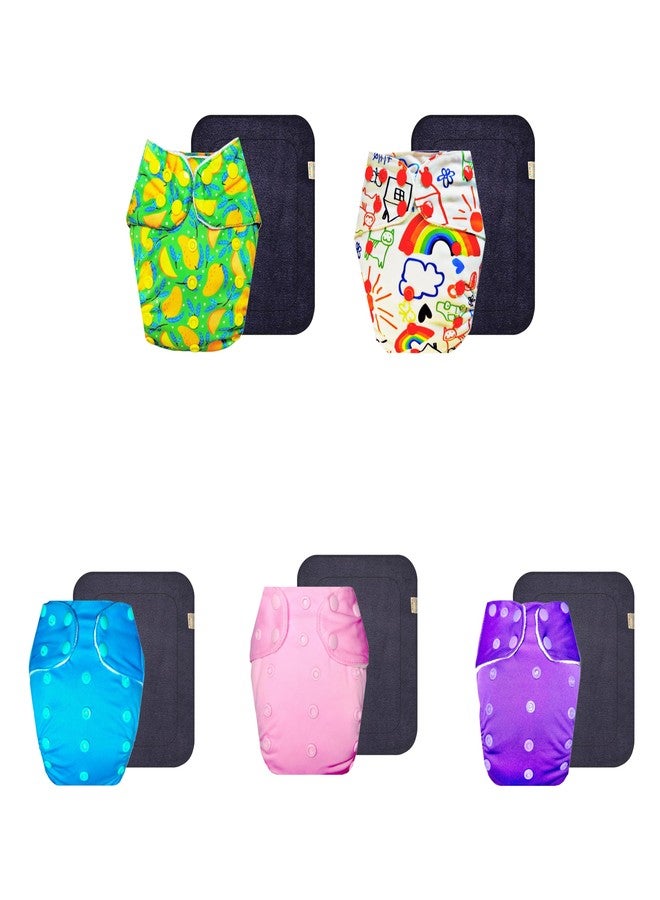 حفاضات قماشية فاخرة من دمبلدو مع حشوة رمادية (عبوة من 5) | شعور بالجفاف والراحة | تهوية جيدة | سهلة التنظيف | مناسبة للارتداء طوال اليوم | من 3 أشهر إلى 3 سنوات | مناسبة للجنسين - Image 1