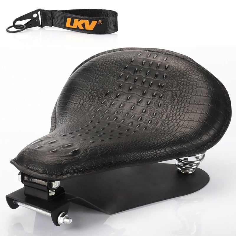 LKV 1338 Motorcycle Solo Drive Seat with Seatbase Mounting Hardware Kits Custom Chooper Bobber Seats Universal Fit for Harley Davidson Sportster XL 1200 883 48