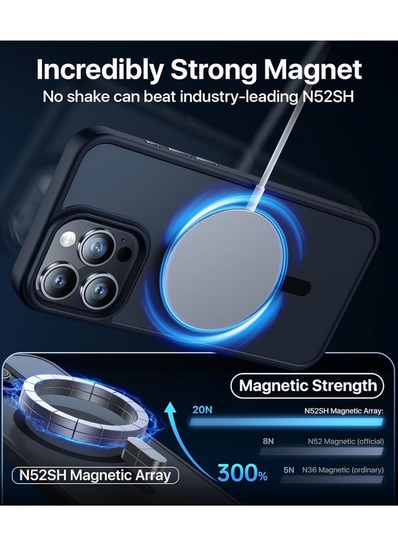 Denx - Magsafe iPhone 16 Pro Case, Grade Drop Tested Shockproof Matte Translucent Hard Back Slim Case Cover, Black Magnetic Circle (Black) - Image 1
