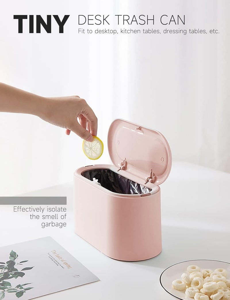 MONGTINGLU Mini Trash Can with Lid - Removable Small Garbage Can, Tiny Plastic Trash Bin, Pop Up Countertop Wastebasket, Counter Garbage Lint Bin for Bathroom,Office,Kitchen,Desk,Coffee Table(Pink) - Image 4