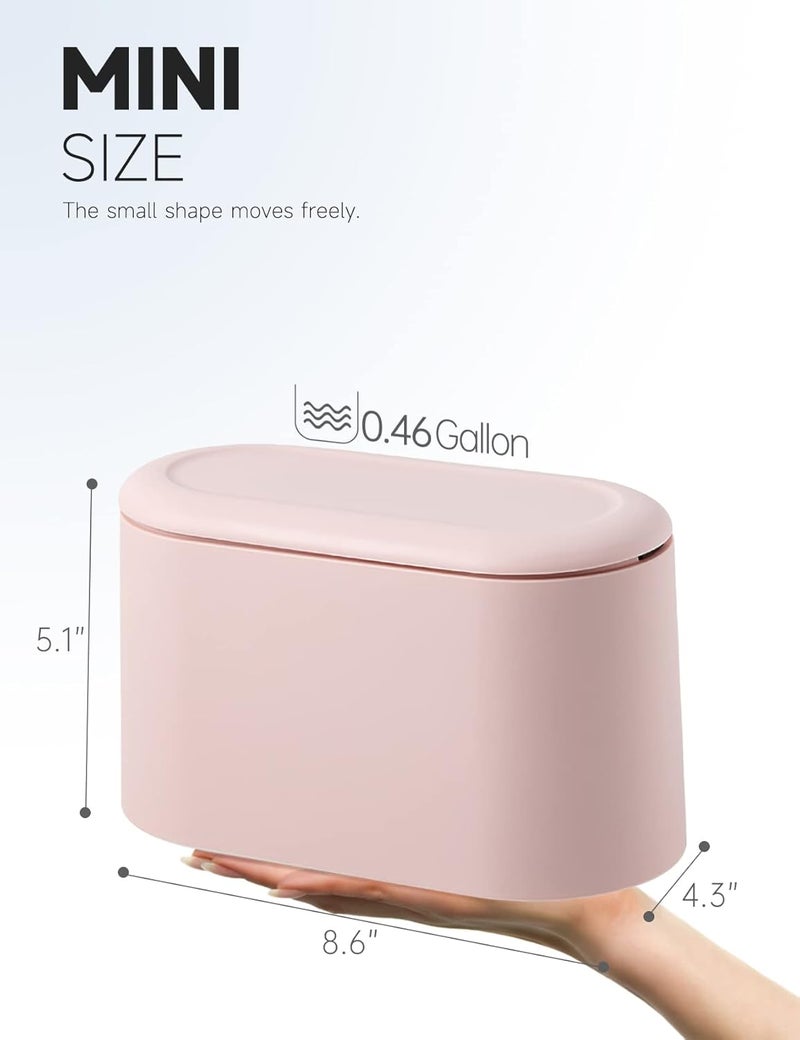 MONGTINGLU Mini Trash Can with Lid - Removable Small Garbage Can, Tiny Plastic Trash Bin, Pop Up Countertop Wastebasket, Counter Garbage Lint Bin for Bathroom,Office,Kitchen,Desk,Coffee Table(Pink) - Image 2