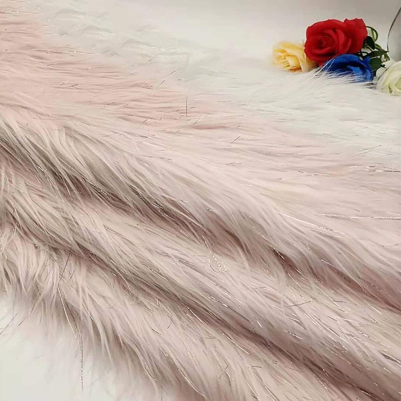 Faux Fur Faux Fur Fabric 170×50cm Long Hair Soft Artificial Fuzzy Fabric for DIY Craft Costume Decoration Use Fake Fur Fabric for DIY, Craft Fur Decoration (Color : 8 Light Pink) - Image 1