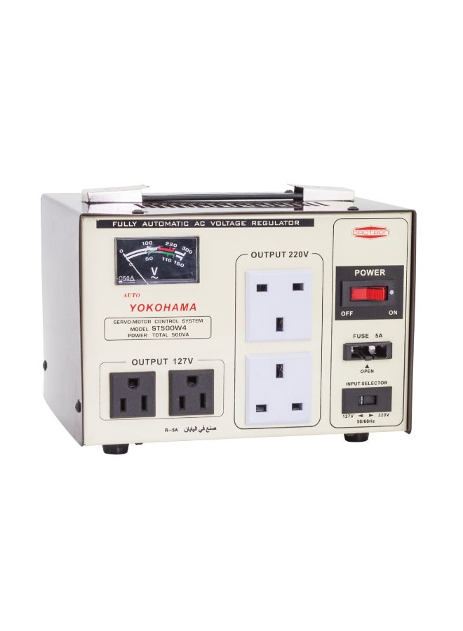 YOKOHAMA 500W 13A Automatic AC Voltage Regulator White and Black 23 x 23 x 16.4 cm 22302