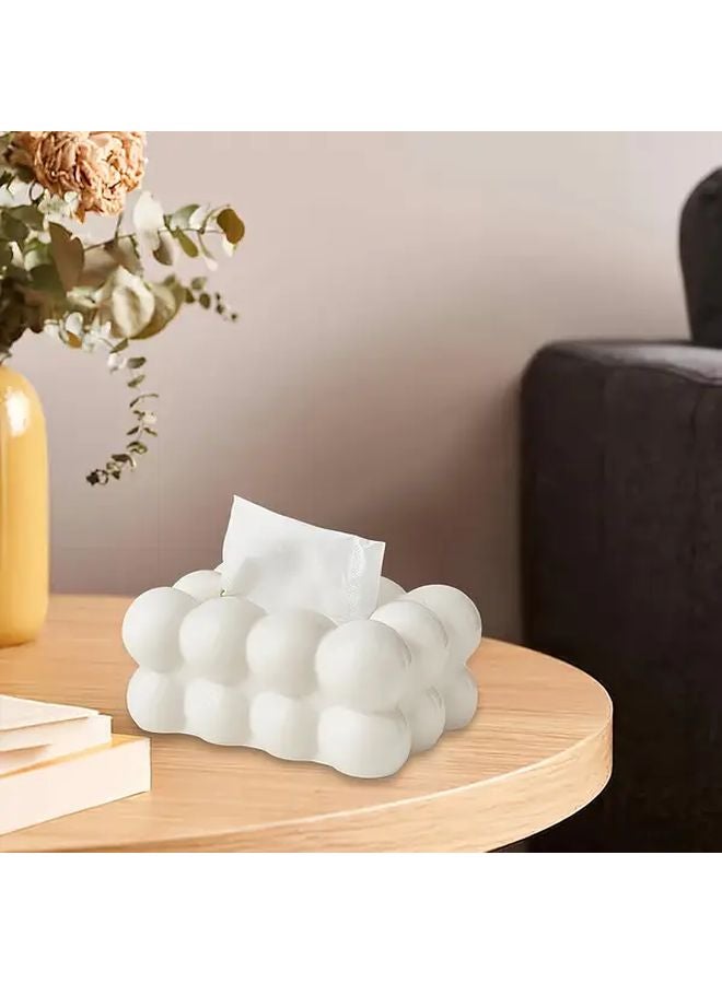 White Modern Elegant Tissue Box Holder Open Top Design Durable Plastic For Living Room Bathroom Office - Image 1