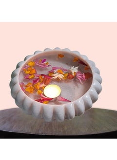 R&M R&M RM Marble Bowl with 5 Painted Stone for Home Decoration and Gifting| Marble Flower Bowl | Marble Floating Candle Bowl | Marble Floating Duck Bowl | Marble Candle Holder Bowl  - Image 1