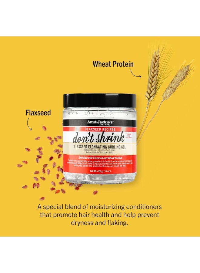 أنت جاكيز جل Aunt Jackie's Flaxseed Recipes Don't Shrink لإطالة وتحديد تجعيدات الشعر 15 أونصة للشعر الكيرلي والمموج والمجعد مع ترطيب ومكافحة الهيشان - Image 2