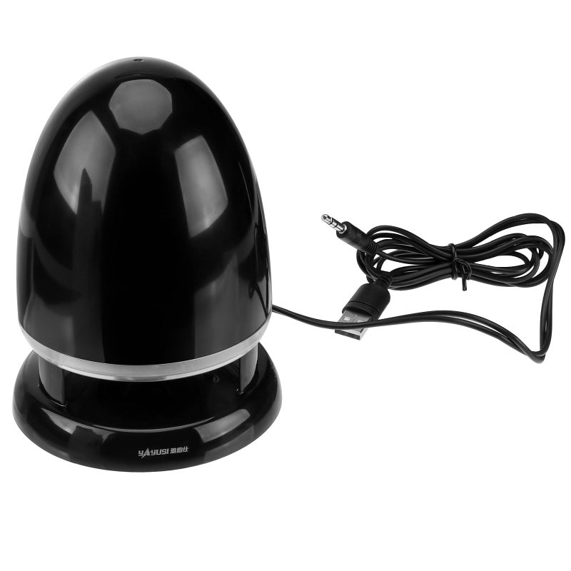 مكبر صوت صغير يعمل بالطاقة عبر منفذ USB مع جهاز تعزيز الصوت المنخفض ومقاومة التداخل لأجهزة الكمبيوتر المحمولة والأجهزة اللوحية باللون الأسود - Image 2