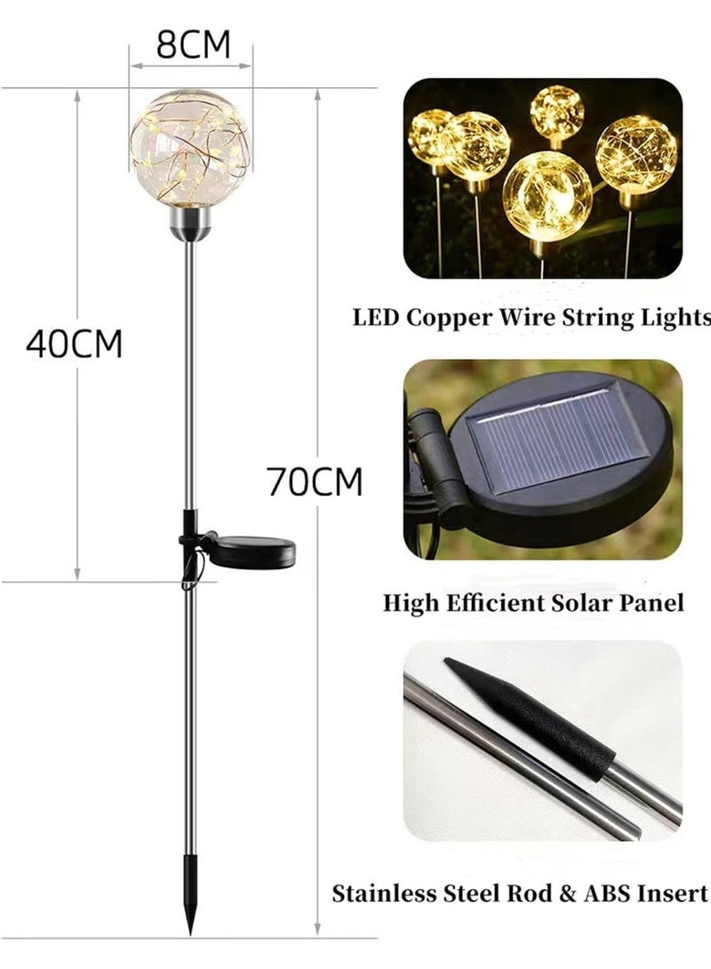 كيمايا مصباح LED شمسي مزخرف يُثبَّت في الأرض (قطعتان) - مصابيح كروية خارجية تعمل بالطاقة الشمسية ومقاومة للماء - إضاءة شمسية للممرات والحدائق والباحات - متعدد الألوان. - Image 5