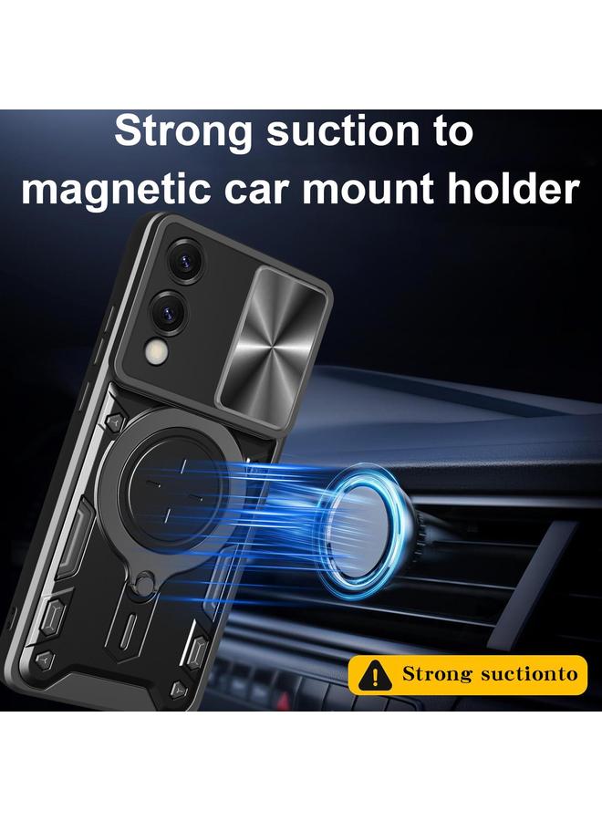 اس-توب جراب لهاتف Samsung Galaxy S25 Edge 5G CD Texture Camshield حامل مغناطيسي للهاتف - Image 5