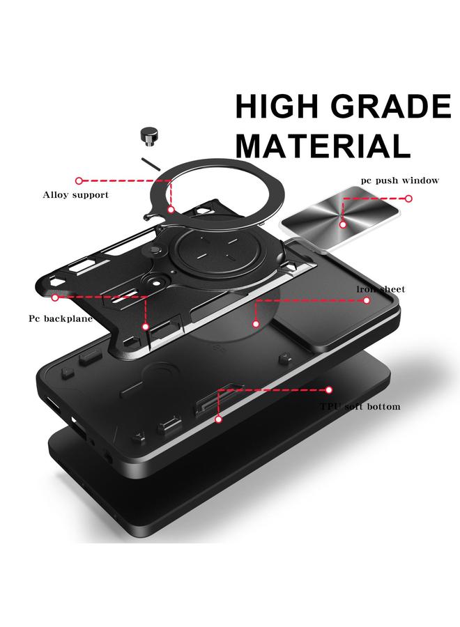 اس-توب جراب لهاتف Samsung Galaxy S25 Edge 5G CD Texture Camshield حامل مغناطيسي للهاتف - Image 3