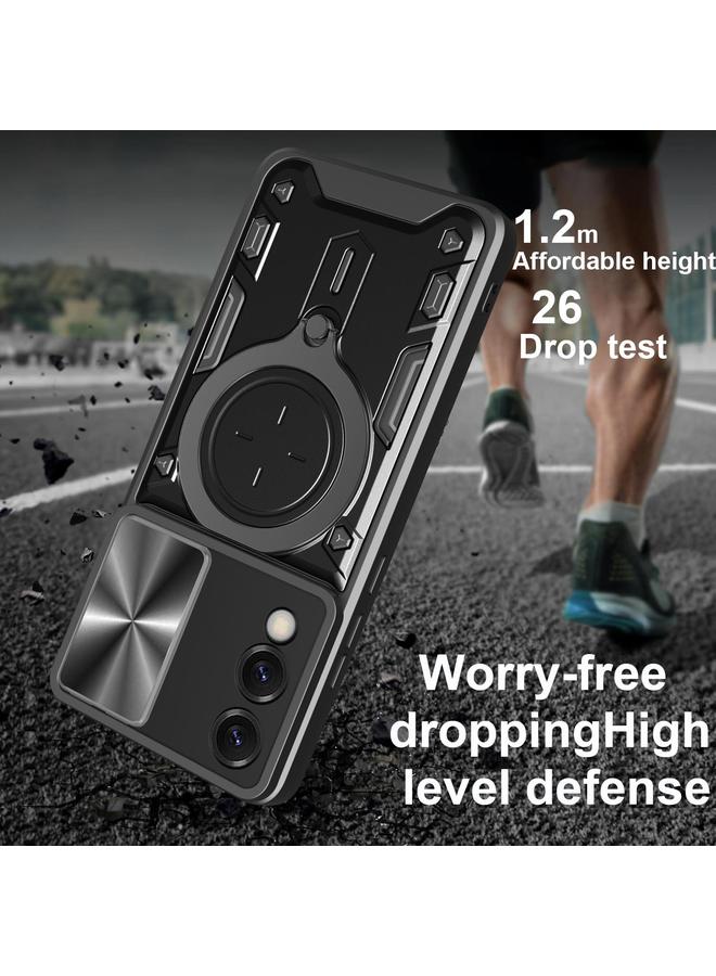 اس-توب جراب لهاتف Samsung Galaxy S25 Edge 5G CD Texture Camshield حامل مغناطيسي للهاتف - Image 4