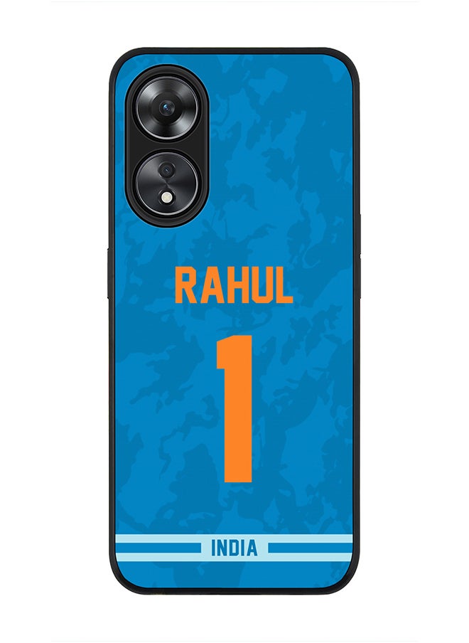 Stylizedd - Cover for Oppo A78 5G / Oppo A58 5G Case , Rugged Black Slim fit Flexible Thin Protective Phone Cases - Player Name - KL Rahul, Jersey Number- 1 - Image 1