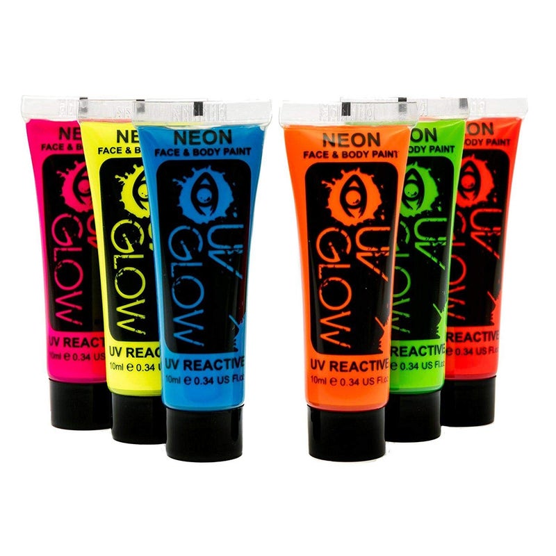 UV Glow Blacklight Face and Body Paint - Neon Fluorescent (0.34oz (Pack of 6)) - Image 1