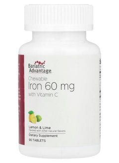 Bariatric Advantage Chewable Iron with Vitamin C Lemon & Lime 60 mg 90 Tablets 