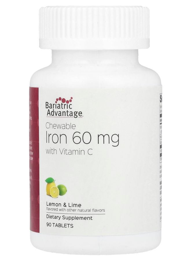 Bariatric Advantage Chewable Iron with Vitamin C Lemon & Lime 60 mg 90 Tablets