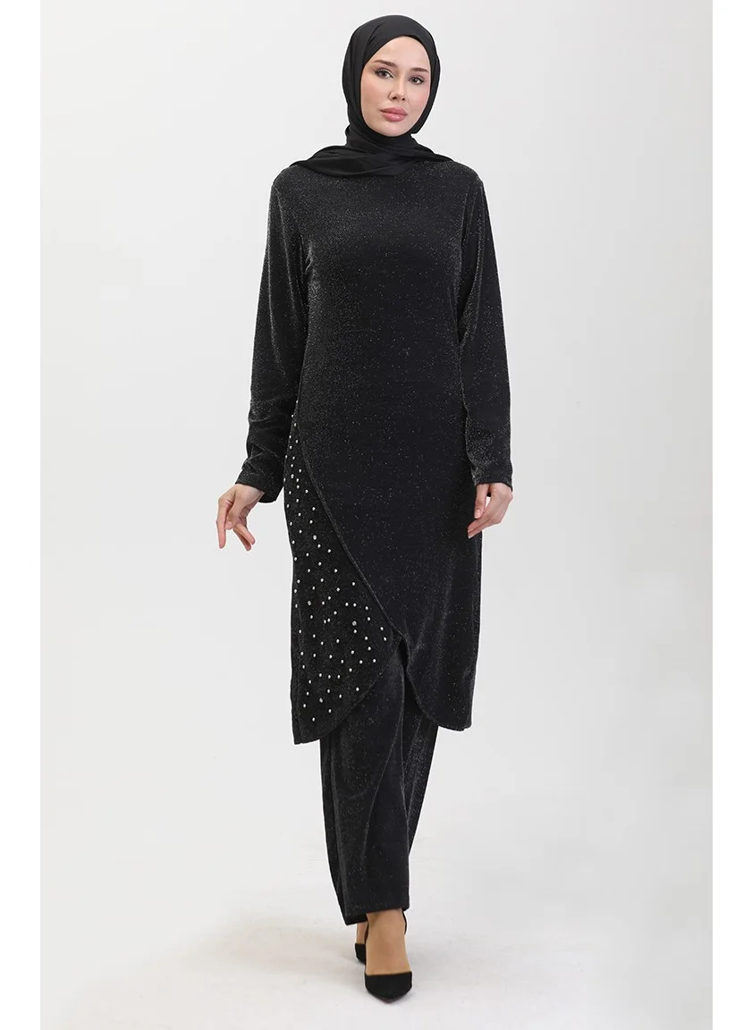 سيفا ميرفي Stone Evening Dress Suit 0437-02 Black