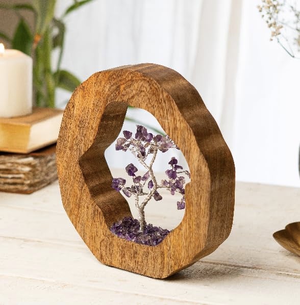 RITUALISTIC Amethyst Crystal Tree Set in Wooden Ring Gift Spiritual Item for Energy Flow Chakra Healing Feng Shui Gemstone Bonsai Tree Home Decor Items Wealth Luck Bonsai Tree Showpiece - Image 5
