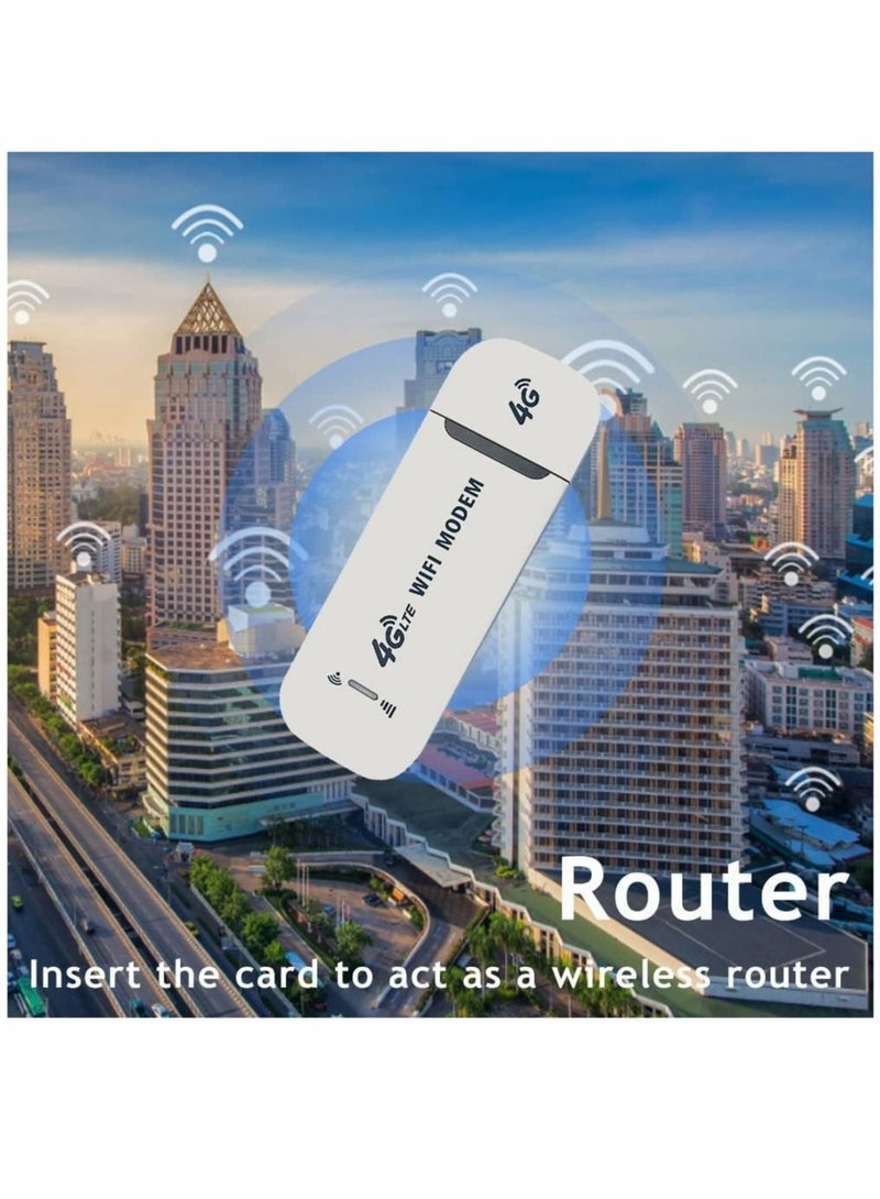 كابتن تيك Portable USB Wifi Dongle 4G USB Modem WiFi Router USB Dongle 150Mbps with SIM Card Slot Car Hotspot Pocket Mobile WiFi (White) - Image 5