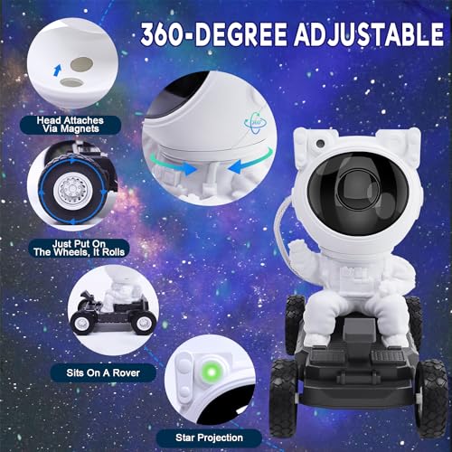 2win2buy Astronaut Space Man Buddy Projector 360 Star Projector Galaxy Nebula Light Sky LED Night Light Space Starlight Spaceman Lamp Gift for Kids Adults Bedroom Ceiling Room Decor - Image 3