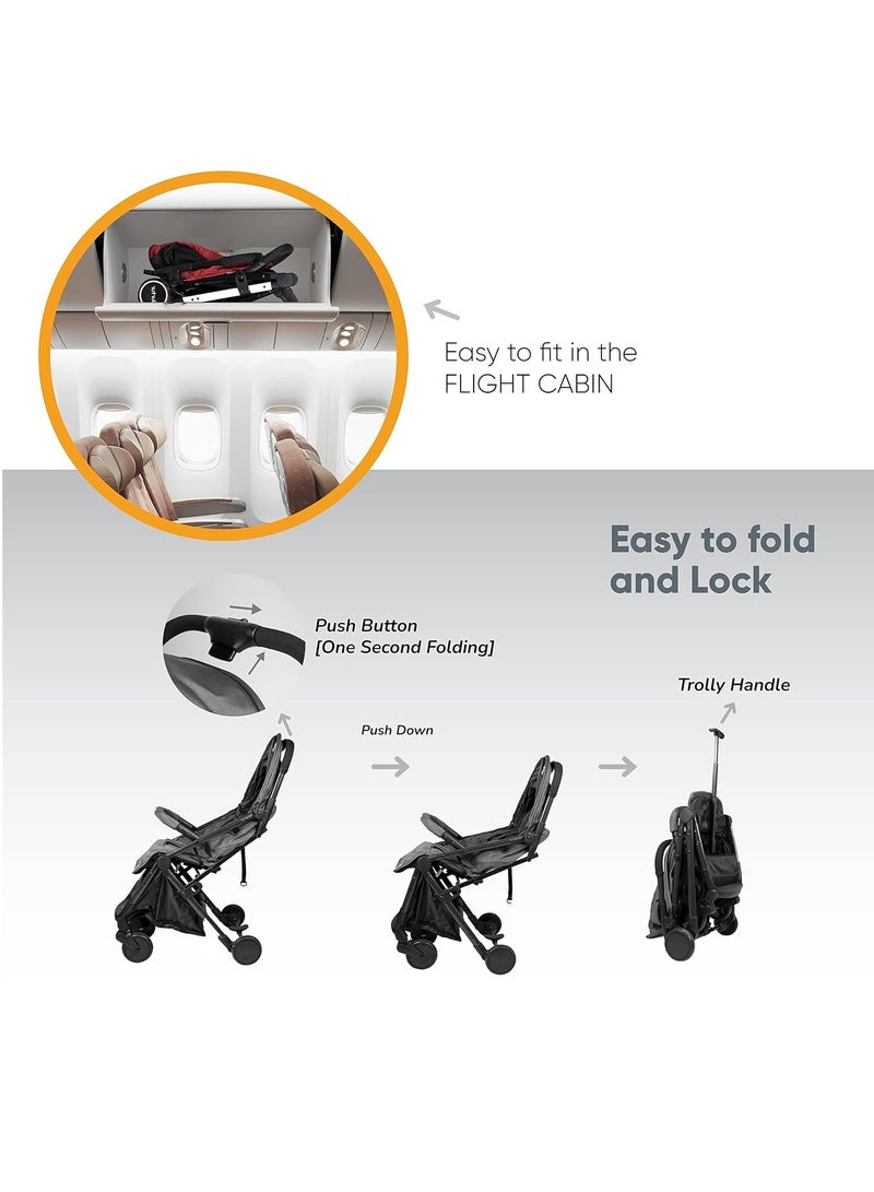 Everything For Kids Ultra Lightweight Compact Folding Travel Cabin Stroller For Baby 5-Point Safety Harness - Image 3
