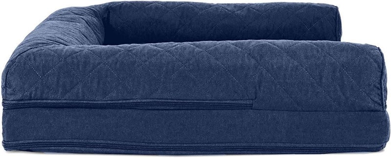 Furhaven Pet Dog Bed | Cooling Gel Memory Foam Quilted Traditional Sofa-Style Living Room Couch Pet Bed w/Removable Cover for Dogs & Cats, Navy, Large - Image 3