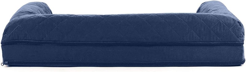 Furhaven Pet Dog Bed | Cooling Gel Memory Foam Quilted Traditional Sofa-Style Living Room Couch Pet Bed w/Removable Cover for Dogs & Cats, Navy, Large - Image 4
