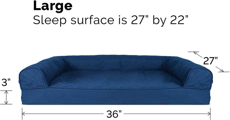 Furhaven Pet Dog Bed | Cooling Gel Memory Foam Quilted Traditional Sofa-Style Living Room Couch Pet Bed w/Removable Cover for Dogs & Cats, Navy, Large - Image 5