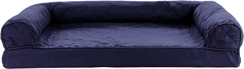 Furhaven Pet Dog Bed | Cooling Gel Memory Foam Quilted Traditional Sofa-Style Living Room Couch Pet Bed w/Removable Cover for Dogs & Cats, Navy, Large - Image 2