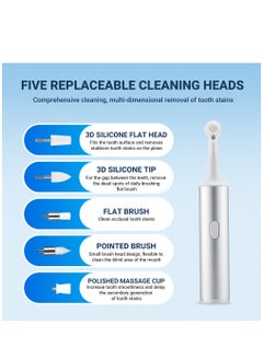 Furtey Electric Tooth Polisher Kit, Rechargeable Dental Polisher with 5 Multifunctional Brush Heads, Dental Care Kit for Daily Cleaning, Whitening and Polishing, Waterproof  - Image 4