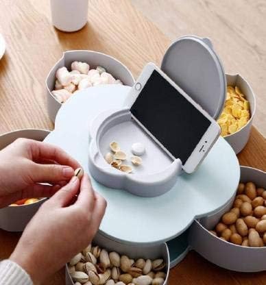 Anugrah single Layer 5 Grid Candy Snack Storage Box Flower Shape Rotating Serving Tray Like Dry Fruit, Fruit Part, Food Chocolate, Sweet - Image 3