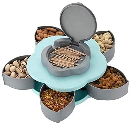 Anugrah single Layer 5 Grid Candy Snack Storage Box Flower Shape Rotating Serving Tray Like Dry Fruit, Fruit Part, Food Chocolate, Sweet - Image 1