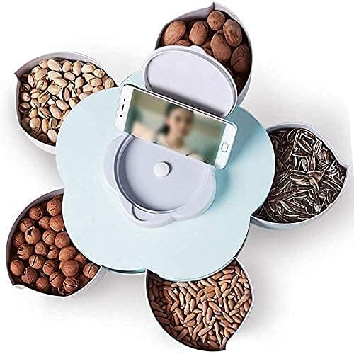 Anugrah single Layer 5 Grid Candy Snack Storage Box Flower Shape Rotating Serving Tray Like Dry Fruit, Fruit Part, Food Chocolate, Sweet - Image 5