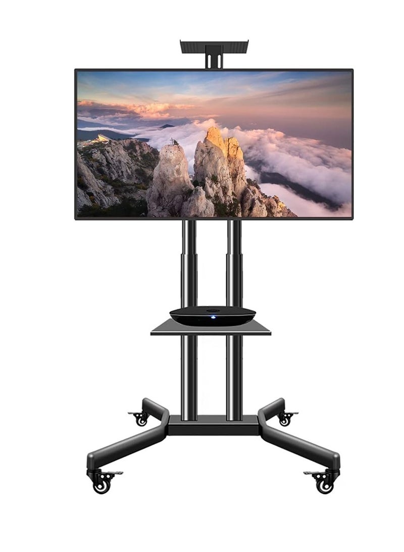 Original Rolling TV Cart Mobile Stand for 32-70 Inch TVs – Height Adjustable Portable TV Trolley with Wheels - Image 1