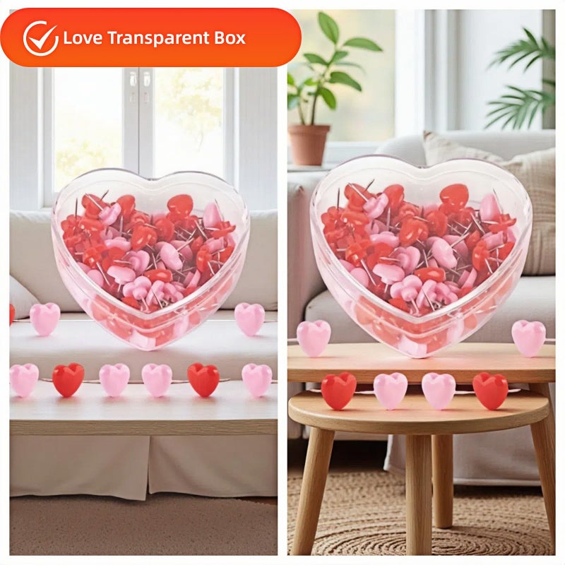 RyanDesign Heart Push Pins,Corkboard Nails for Office/Home Decor-Durable Decorative Push Pins for Bulletin Board,Photos,Notes,DIY Crafts,Soft Corkboard,Reusable&Cute Wall Decor (Red Pink Mixed Heart Box 100PACK) - Image 4