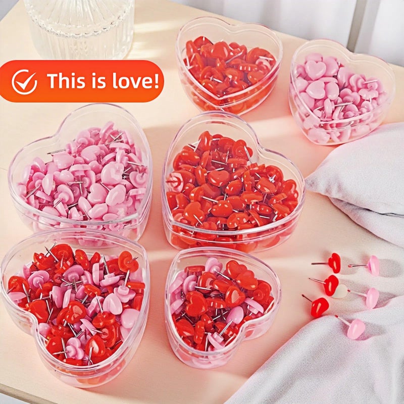 RyanDesign Heart Push Pins,Corkboard Nails for Office/Home Decor-Durable Decorative Push Pins for Bulletin Board,Photos,Notes,DIY Crafts,Soft Corkboard,Reusable&Cute Wall Decor (Red Pink Mixed Heart Box 100PACK) - Image 5