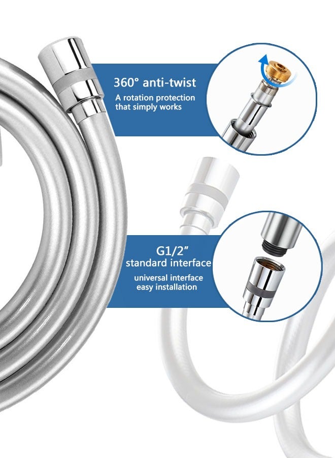 وهاواي 2M PVC Smooth Handheld Shower Hose Replacement with Anti-Twist Brass Connections, Universal Replacement, Flexible, Kink and Leak Proof - Image 3