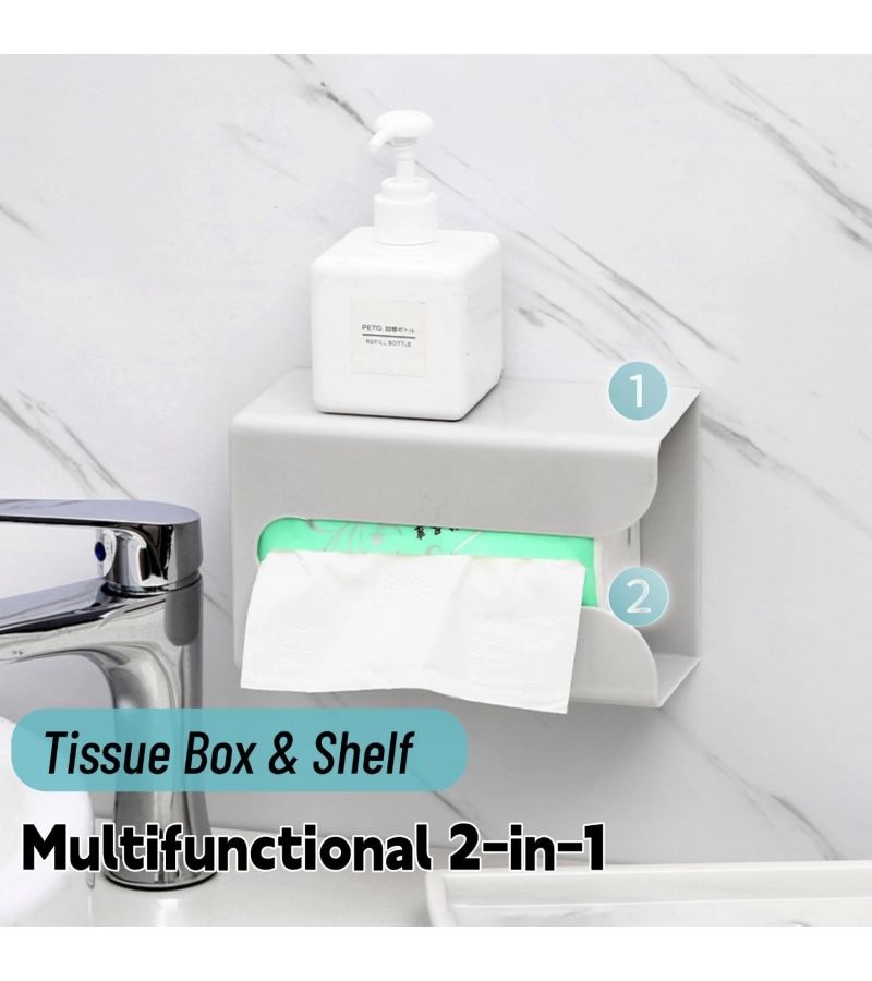 Dreamy Apricot No Nail Wall Mounted Tissue Box Multi Functional Remote Control Cosmetic Organizer For Home Hotel And Vacation Rental Living Rooms And Bathrooms Strong Adhesive Saves Space Simple And Stylish - Image 1