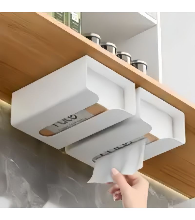 Dreamy Apricot No Nail Wall Mounted Tissue Box Multi Functional Remote Control Cosmetic Organizer For Home Hotel And Vacation Rental Living Rooms And Bathrooms Strong Adhesive Saves Space Simple And Stylish - Image 2