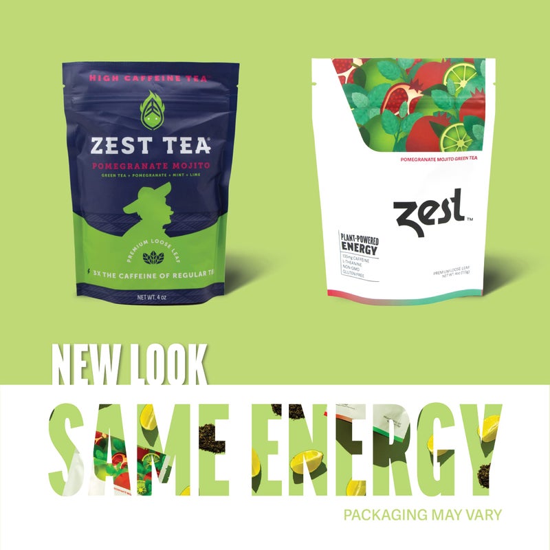 Zest Energy Green Tea - Pomegranate Mojito Loose Leaf Blend - High Caffeine Peppermint - Caffeinated Coffee Substitute - Natural, Non-GMO & Keto Friendly - Hot or Iced - 50 Servings - 135mg Caf - Image 2