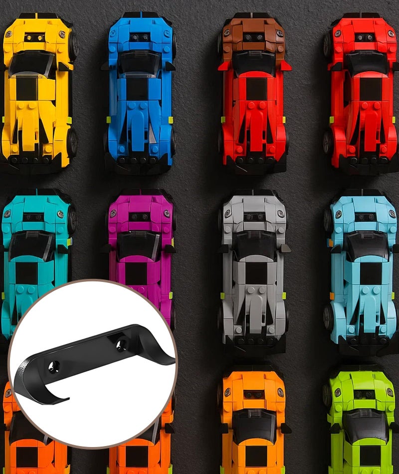 INIMAGINE 5 Pcs Car Wall Mount for Lego Car Set, Wall Mount, 2.79 * 0.9 * 0.55 Inch Display Shelves Suitable for Car Collectors (Black) - Image 4