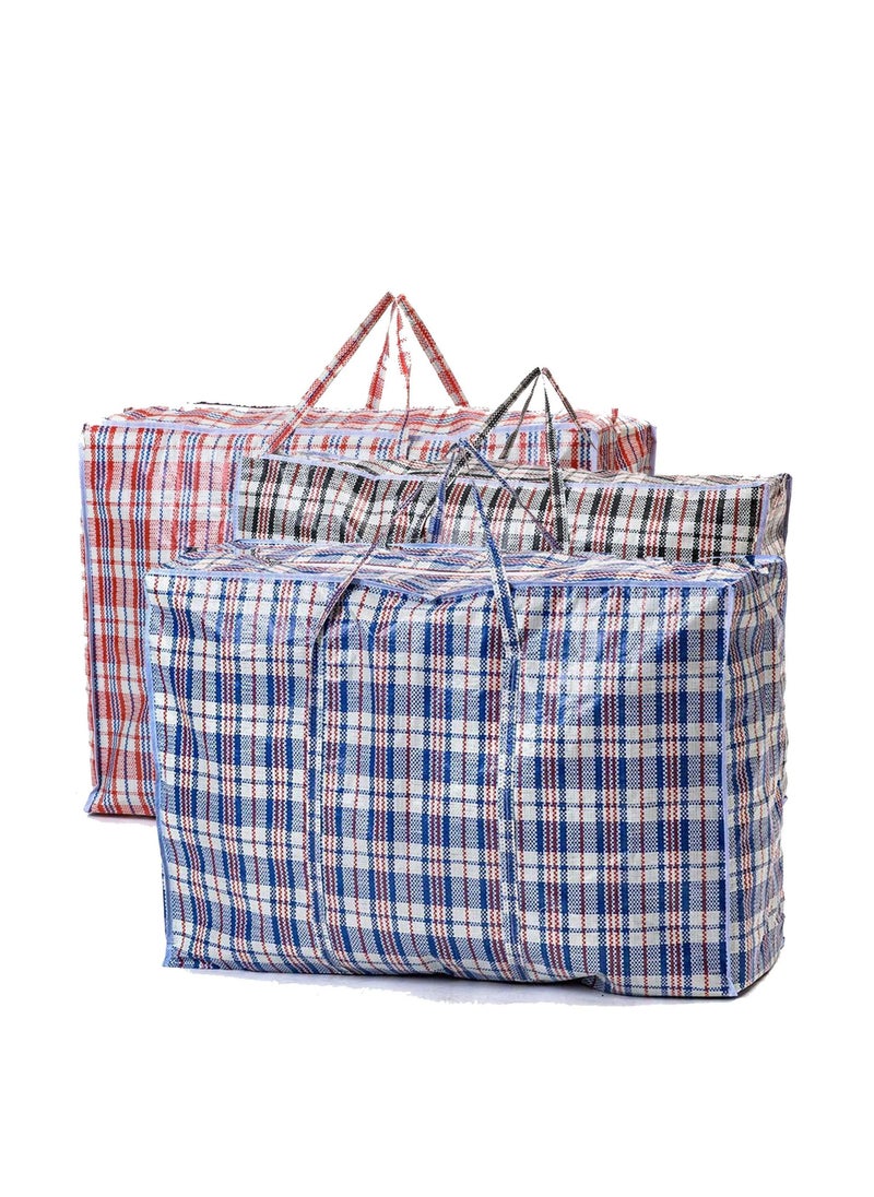 MARKQ Laundry bags with Zip & Handle 3 Pack Heavy Duty Reusable Storage Bag for Clothes Moving House Grocery Shopping Bag. X Large 100 x 90 x 40 cm  - Image 1