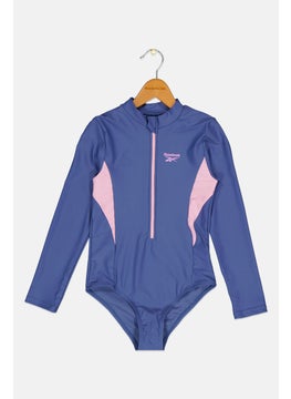 Reebok Kids Girl Brand Logo One Piece Swimwear, Lavender  - Image 1