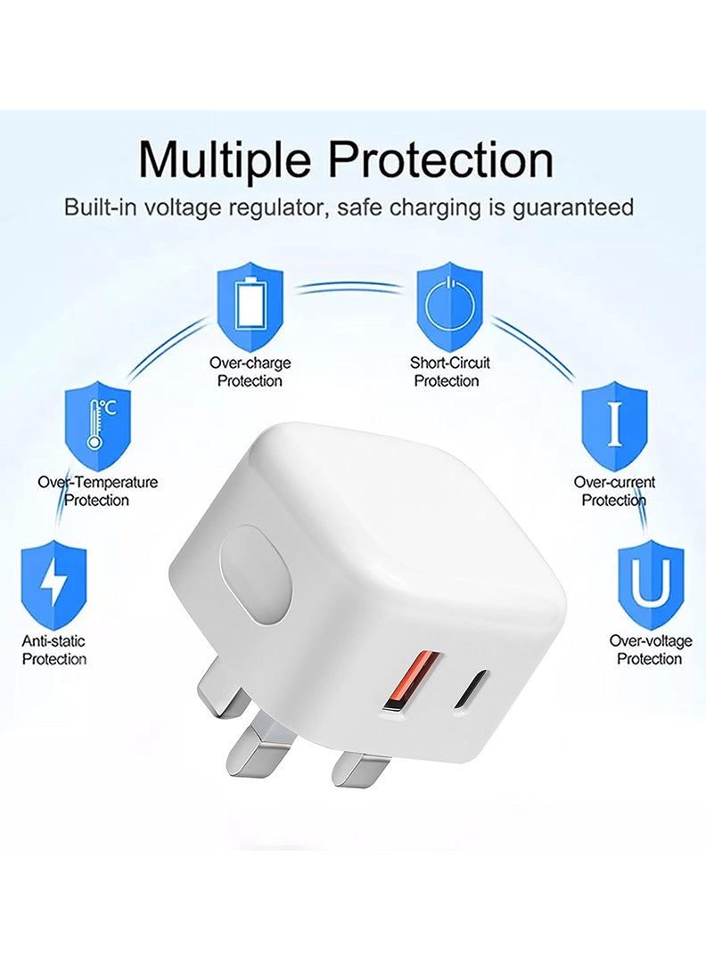 Theodor Original USB C Plug 20W USB Plug 18W UK Compatible with Ios & Android power adapter USB-C Fast Charger wall type c socket Dual Port USBC  - Image 3