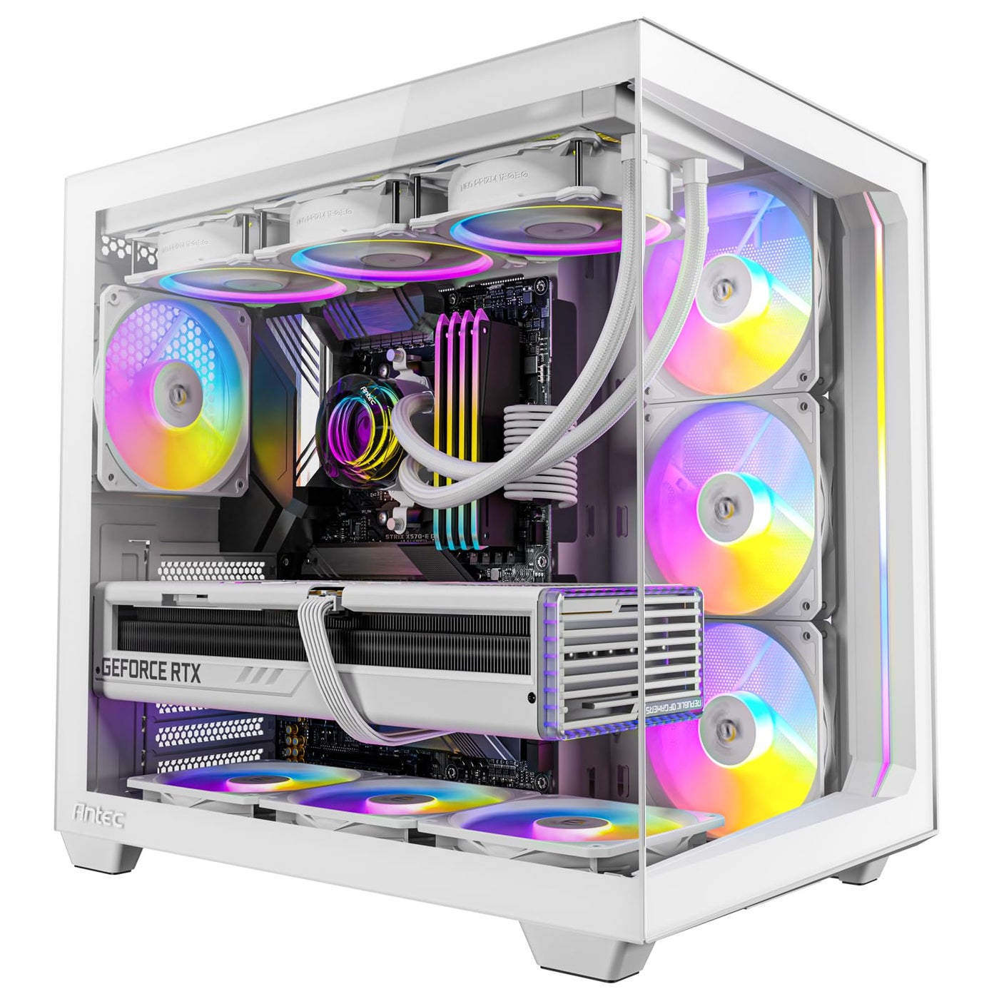 Antec C5 ARGB White, Mid-Tower ATX PC Case, Seamless Tempered Glass Front & Side Panels, 7×120mm ARGB PWM Fans Included, Supports Up to 10 Fans, 360mm Radiator Support, Type-C 3.2 Gen 2