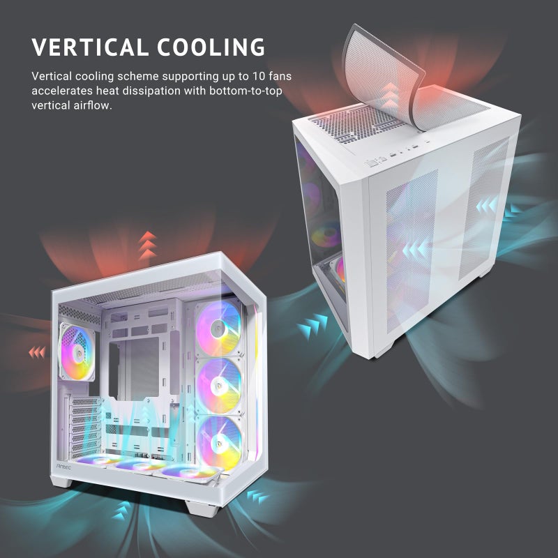 Antec C5 ARGB White, Mid-Tower ATX PC Case, Seamless Tempered Glass Front & Side Panels, 7Ã—120mm ARGB PWM Fans Included, Supports Up to 10 Fans, 360mm Radiator Support, Type-C 3.2 Gen 2 - Image 3