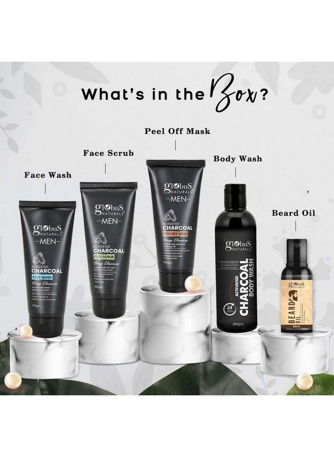 Globus Naturals Charcoal Men Rakhi Gift Box Set of 5 - An Assorted Gift for your Brother - Beard Oil, Face Wash, Face Scrub, Peel Off Mask & Body Wash - pzsku/Z1209D3BFF992EC03B5F3Z/45/_/1738306341/0f85d2f0-a290-4a2e-b452-cb422ecd3395