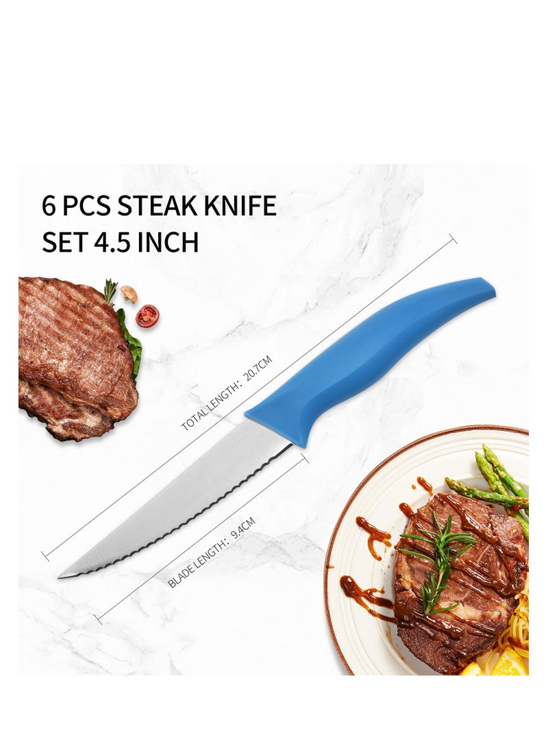 Astylway Steak Knives Set of 4 Serrated Steak Knives, Starter Stainless Steel Steak Knife Set with Gift Box PP Handle Assorted Color  - Image 4